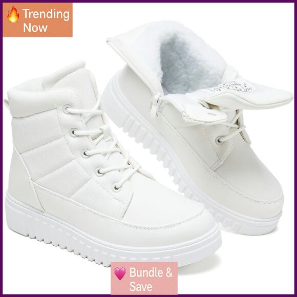 Women's Winter Combat Ankle Boots with Zipper Warm Snow Booties Hiking Sneakers